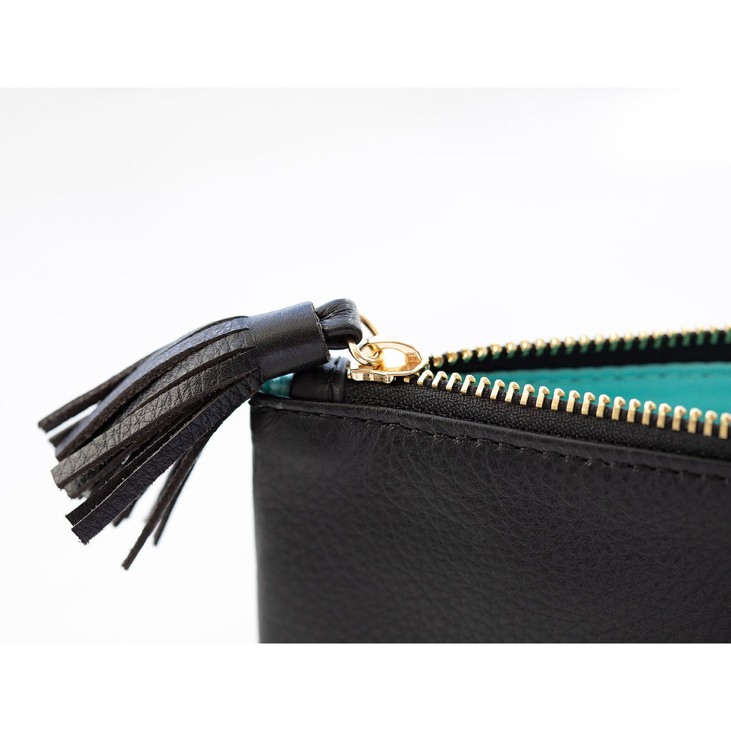 Signature Leather Wristlet - Black & Gold - Lily Jade