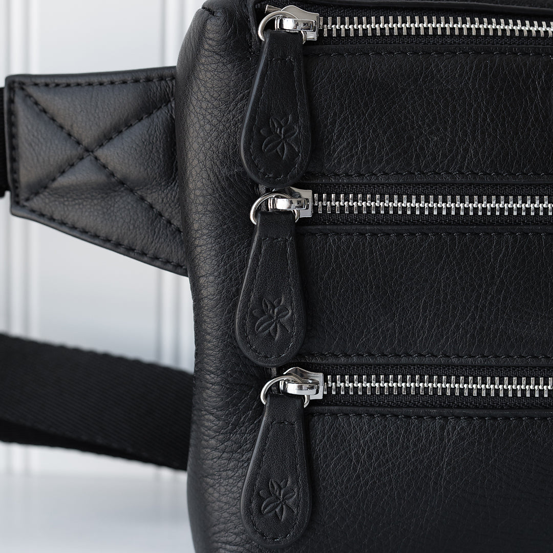 The Standard (Black high quality Lily) - Handmade one of a kind Sustainably Sourced Leather Belt Bag